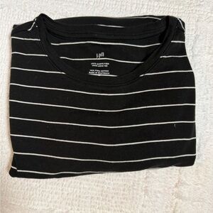 J.Jill black and white striped long-sleeve women's Pima cotton T-shirt - size XL
